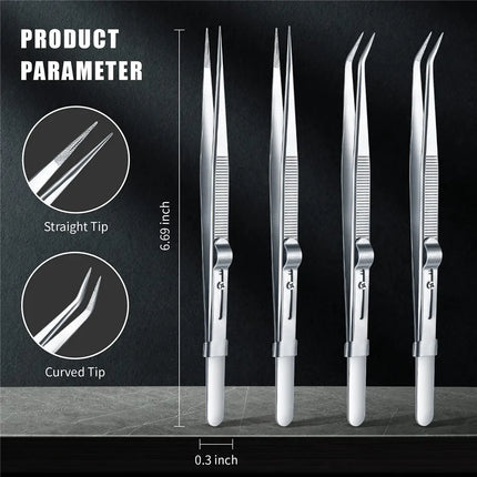 16CM Professional High Precision Stainless Steel Jewelry Tweezers Sandblasting DIY Diamond Gem Jewelry Jeweler's Slotted Buckle