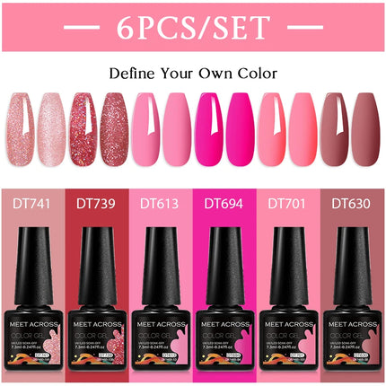 6pc Nail Gel Polish Set DIY Nail Art Semi Permanent UV LED Gel Kit For Nails Decoration Manicure Soak Off Painting Vernis Design