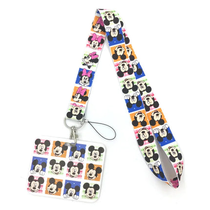 Mickey mouse Neck Keychain Necklace Webbings Ribbons Anime Cartoon Neck Strap Lanyard ID badge Holder Keychain Lanyards kids