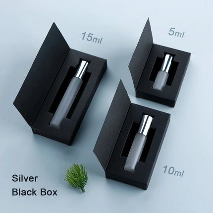 50Pcs 5/10/15ml Perfume Bottle Aluminum Sprayer Fine Mist Frosted Glass Perfume Sprayers, Multi-Sizes, Eco-Reusable, w/Boxes