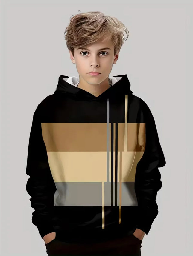 Kids Hoodie Gradient Paris 3D Print Graphic Fashion Child Sweatshirt Kids Clothing Round Neck Hoodies for Boy Street Casual Tops