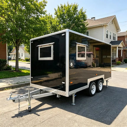 Customizable Mobile Food Truck Cart, Lemonade Crepe Bakery Food Trailer Equipped With Complete Kitchen Gear