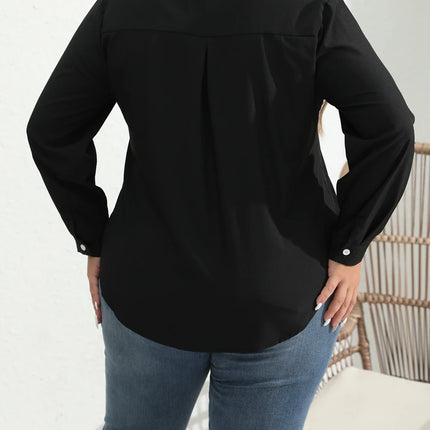 Fashion Spring Women's  Plus Size 1XL-8XL Formal Shirt Plain Long Sleeve Turn DownCollar Button Up Workwear Shirt