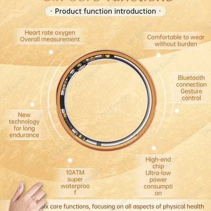 2025 New Women Gold Smart Ring Health HRV Monitor Heart Rate Sleep Monitor 10ATM Deep Waterproof Remote control Smart Ring Gifts