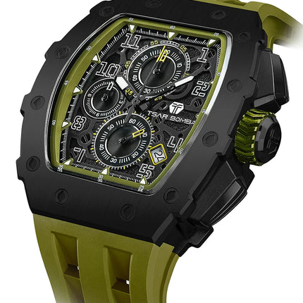 TSAR BOMBA New TB8204 Watch for Men Japan Quartz Chronograph 50M Waterproof Wristwatch Fashion Sport Clock Male Luxury Mens Gift