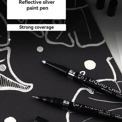 1-6pcs Chrome Pen Marker Mirror Waterproof DIY Reflective Paint Repair for Rock Ceramic Glass Metallic Gold/Silver 0.8/1/2mm Nib
