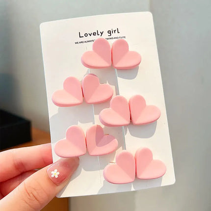 5Pcs/Set Pink Hair Clips for Girl Sweet Flower Heart Baby Princess Barrettes Kids Hairpins Hair Accessories for Girls