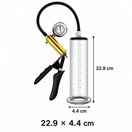 Male Vacuum Pump with Acrylic Cylinder and Metal Pressure Gauge, Stamina Desensitizing Training Device for Home Use