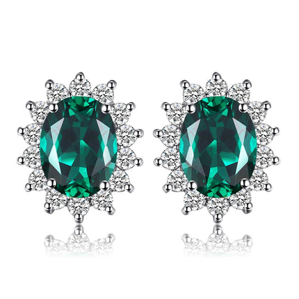 JewelryPalace Created Blue Sapphire Ruby 925 Sterling Silver Stud Earrings Natural Amethyst Garnet Peridot Topaz Princess Diana