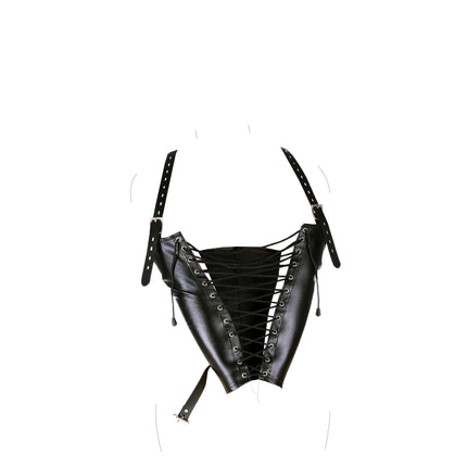 BDSM Bondage Arm Binder,Behind Back Straight Jacket,Leather Armbinder Restraint SM Toy,Slave Lockable Glove With Shoulder Straps