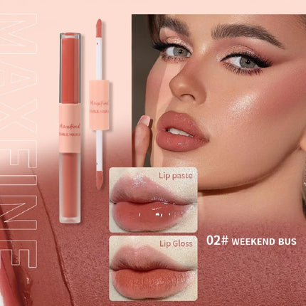 Double-Headed Lip Gloss Waterproof Moisturizing Long-Lasting Mist Matte Velvet Mirror Lip Gloss Cosmetics