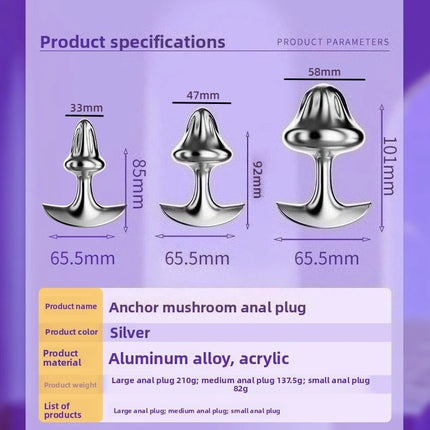 New Mushroom Anal Plug 33/48/58mm Metal Butt Plug Sphincter Training Anal Dilator Prostate Massager Sex Toys