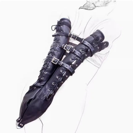 1PC Sex Slave Bondage Outfits Behind Back Bondage Armbinder，Leather Straight Jacket BDSM Restraints Slave Sex Toys For Couples