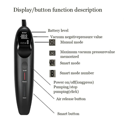 Electric Male Vacuum Pump with Digital Pressure Display, Negative Pressure Trainer Handle, Rechargeable Adult Wellness Device