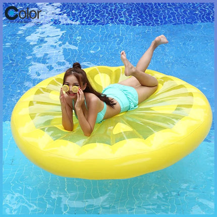Large round Inflatable Lemon Slice Pool Float - Summer Swimming Pool Water Lounge Raft for Adult Outdoor Summer Fun Accessory