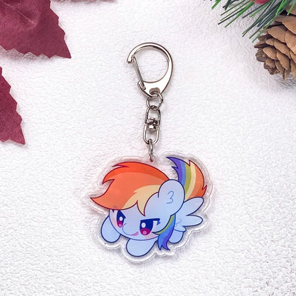 1/5Pcs Cartoon My Little Pony Car Keychain Accessories Acrylic Cute Charms Pendant For Bag Funny Key Holder Backpack Decoration