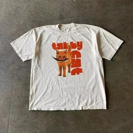 Retro Harajuku Fashion Tee Casual Loose T-shirt Y2K Loose Street Letter Printing Short Sleeve Casual T-shirt Unisex