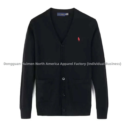 Winter New Style RL Horse Logo Men's Knitted Sweater Button Cardigan Business Casual Cotton Sweater Breathable Machine Washab...