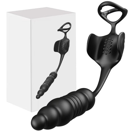 Thrusting Prostate Massager Anal Sex Toy with Cock Ring Taint Testicle Stimulator Remote Control Butt Plug Penis Ring Vibrator
