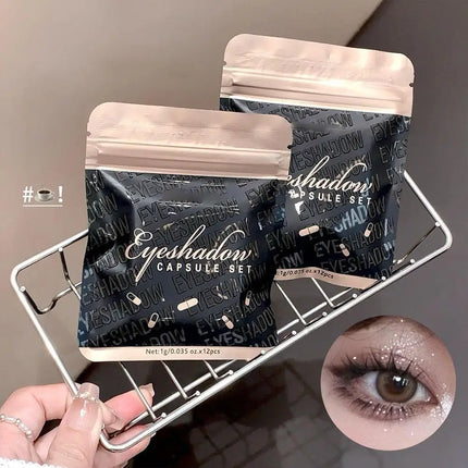 12colors Matte Eyeshadow MAGIC CASA Capsule Eye Set High-gloss Silkworm Small Golden Bean Not Easy To Smudge Brand Eye Makeup