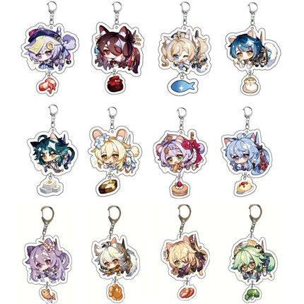 Genshin Impact Keychain Pendant ZhongLi Klee Raiden Shogun Xiao Wendi LingHua Car keyring Women Bag Charms Anime Game key chains