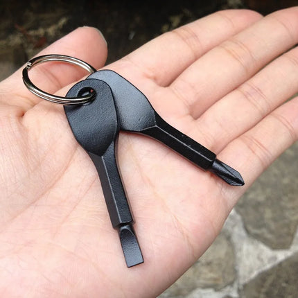New Portable Screwdriver Outdoor EDC Key Chain Portable Multifunctional Flat Head Screwdriver Cross Key Ring Wholesale