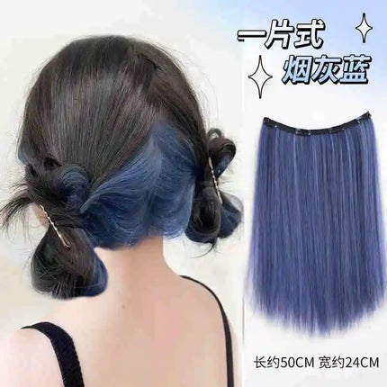 V-shaped one-piece synthetic 4 Clip In Hair Extensions Long Straight Hairstyle Hairpiece Colour 50CM Natural Fake Hair