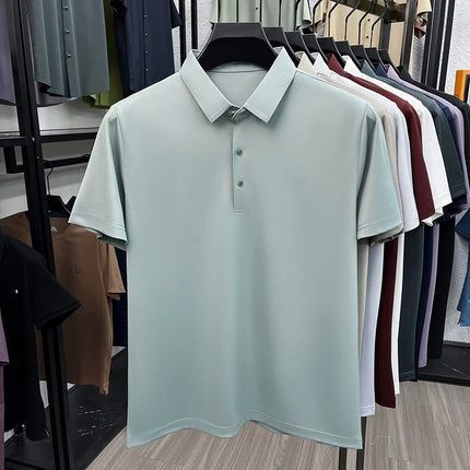 Men's Fashion Mulberry Silk Polo Shirt Soft Silky Touch Fabric Short Sleeve For Business And Daily Use