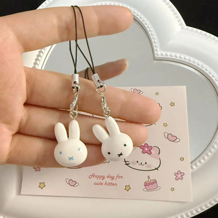 Kawaii Miffy Rabbit Keychain Cute Cartoon Soft and Adorable Girl Heart Cream Bell Cartoon Bag Decoration Best Friend Gift