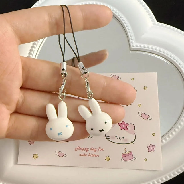 Kawaii Miffy Rabbit Keychain Cute Cartoon Soft and Adorable Girl Heart Cream Bell Cartoon Bag Decoration Best Friend Gift