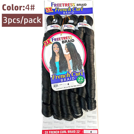 French Curly Braiding Hair Synthetic Wavy Hair Bundles Extensions Loose Weave Bundles 22 Inch 3pcs/Pack French Curly Braid Hairs