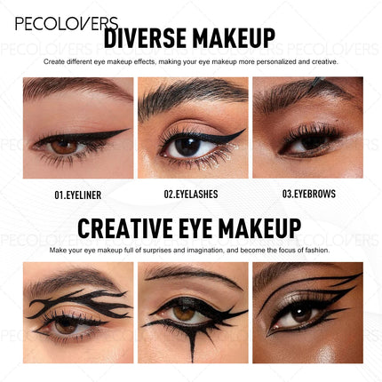 1 Set 3 Pcs Black Liquid Eyeliner Pen, Waterproof High Pigmented, Easy To Color, for All Eye Shapes, Natural Eye Makeup Finish