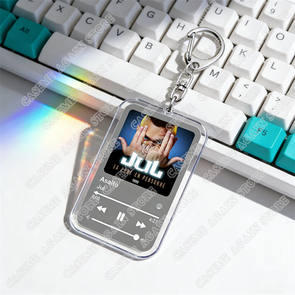 Popular French Rapper JUL Music Songs Keychains for Women Accessories Bag Oh Qu'elle Est Belle Code Keyings Jewelry Fans Gifts