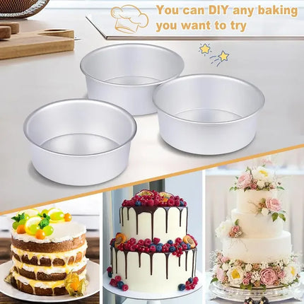 1-PCS Anodized Round Solid Bottom Cake Pan,4/5/6/7/8/9/10 Inch Aluminum Alloy Cake Baking Mold for Kitchen,Oven,Cheesecake,Bread
