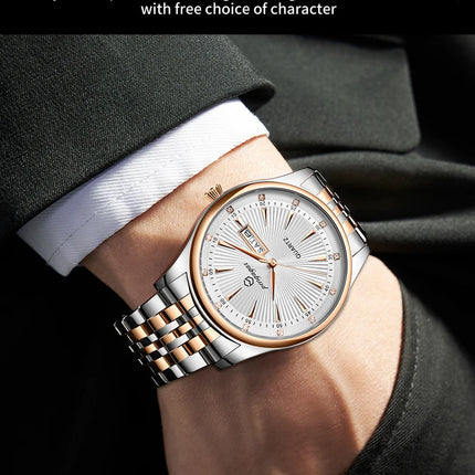 PAAZOMU Luxury Watch for Men Elegant Date Week Waterproof Luminous Men's Quartz Stainless Steel Sports Watch reloj