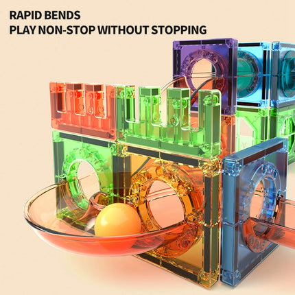 Magnetic Tiles Building Blocks for Kids 3D Clear STEM Toys Magnetic Marble Run Pipe Track Assembly Gift for 3-6 Years Old