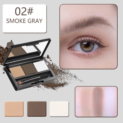 3-Color Eyebrow Powder Palette Set with Applicator Brush, Waterproof and Sweat-Resistant Eyebrow Powder, Long-Lasting