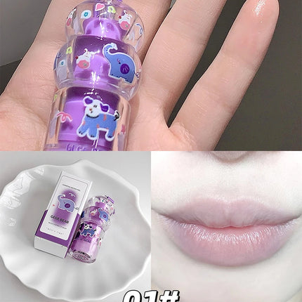 Gege Bear Fruit-Flavored Lip Balm Hydrating Cute Keychain Pendant Lipstick Long Lasting Moisturizing Reduce Lip Lines&Lip Base