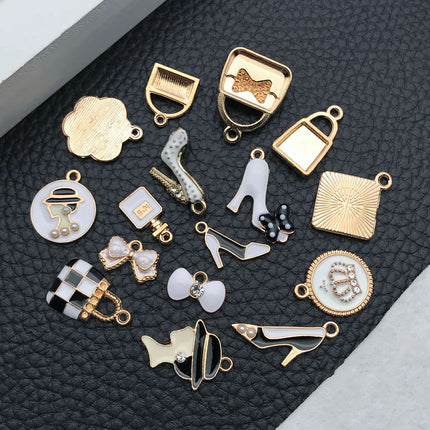 10/16-piece Drop Oil Little Chic Lady Set, suitable for DIY handmade necklace, bracelet, and earring accessory materials.