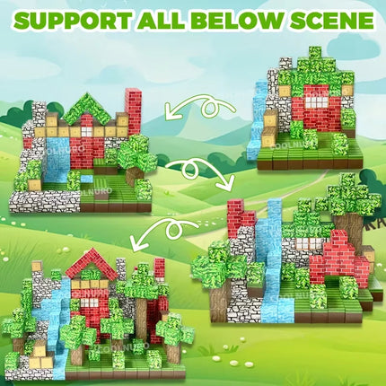 Magnetic Building Block Bricks Toy STEM Stacking World Mine Architectural Set Model DIY Educational Kids Gifts for Boy Girls