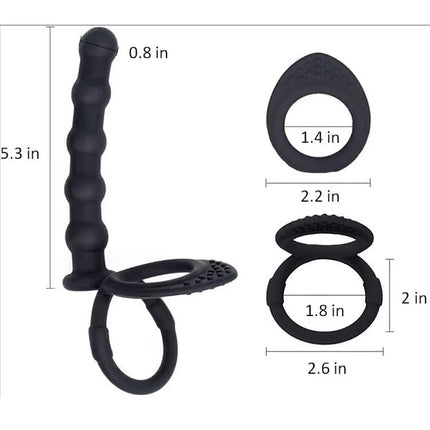Double Penetration Dildo Dual Stimulation Vibrator for Couples, Anal Beads, G-Spot Massager, Cock Ring, Adult Sex Toys