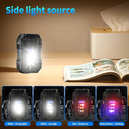 Mini COB Keychain Flashlight,Clip-On Rechargeable EDC Torch Compact Kids' Gift Pocket Light for Hiking Camping Fishing Emergency