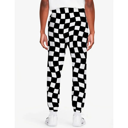 2026 Checkered Pattern Pants Street Pants Men's Side Pockets Elastic Drawstring Sweatpants Joggers Pants For Men Casual Trousers