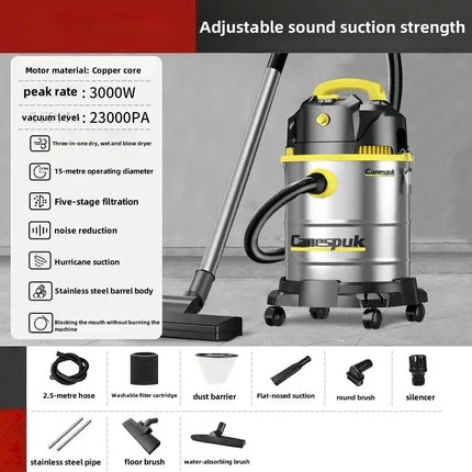 3 in 1 Vacuum Cleaner 3300W Wet and Dry Vacuum Cleaner Industrial Vacuum Cleaner for Hotels Malls Warehouses Car Washes