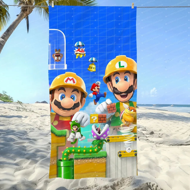 Super Mario Cartoon Cute Printed Bath Towel Microfiber Printed Pattern Swimming Quick Drying Comfortable Soft Bath Towel