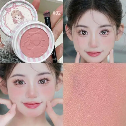 HERORANGE Dimensional Matte Shimmer Retro Almonds Blusher Rouge Enhancing Embossed Blush Fine Powder Monochrome Smooth Makeup