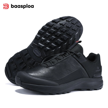 Baasploa Men Hiking Shoes Litchi Leather High Quality Male Trekking Climbing Sneakers Non-slip Luxury Designer Outdoor Shoe