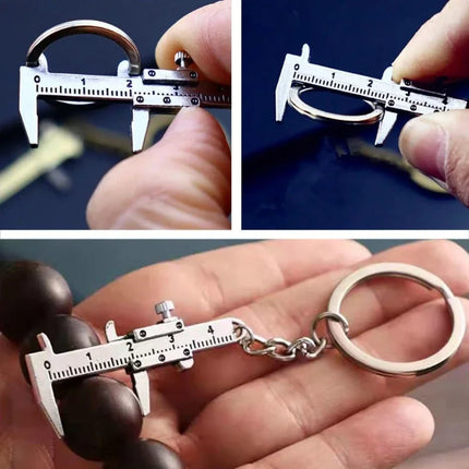 Portable Mini Jewelry Measuring Metal Ruler & Mini Vernier Caliper Keychain - DIY Tools for Precise Measurements