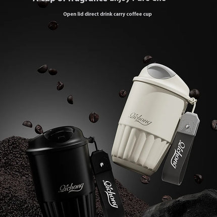 410ML Ceramic Liner Thermos Coffee Cup Travel Coffee Mug Vacuum Insulated Thermos For Coffee Thermal Cup Tumbler Christmas Gift