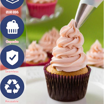 8pcs Piping Nozzles Set, Stainless Steel Icing Nozzles, Cream Cake Piping Tips For Dessert Biscuit Cup Cake, Kitchen Accessories
